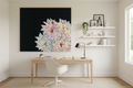 Dahlia painting in light, airy home office